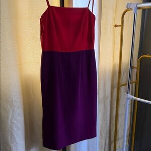Milly Two-Tone Red and Purple Midi Dress